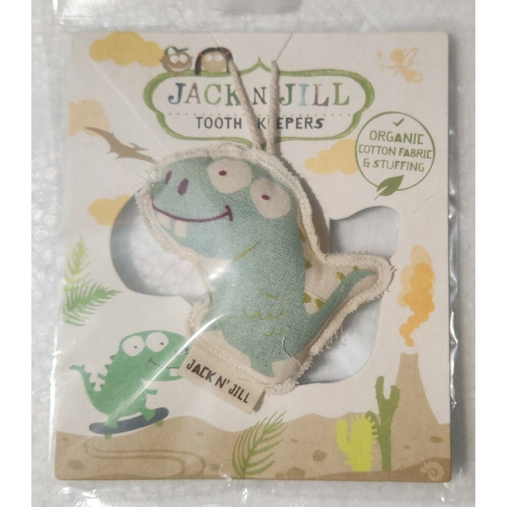 DINO Tooth Fairy Pillow Jack N' Jill Tooth Keeper Organic Cotton NEW